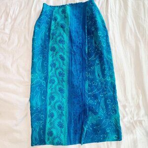 Vintage Blue and green paisley maxi skirt with a boho vibe